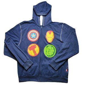 Disney Marvel Superhero Blue Zip-Up Hoodie Men's Size Large